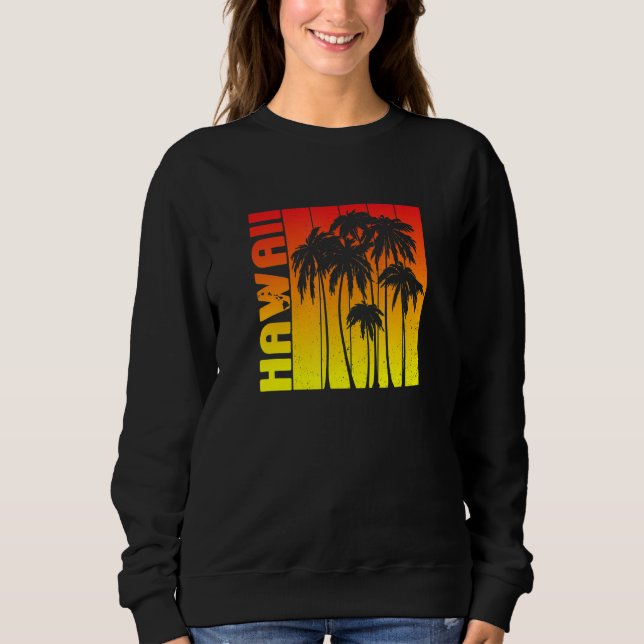 Hawaii Souvenir Palm Trees Sunset Retro Sweatshirt (Front)