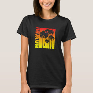 Hawaii Souvenir Palm Trees Sunset Retro T-Shirt