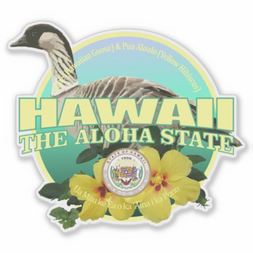 Hawaii State Bird  Flower Sticker