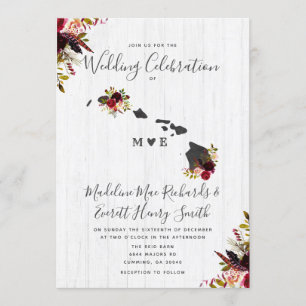 Hawaii State Chic Destination Floral Wedding Invitation