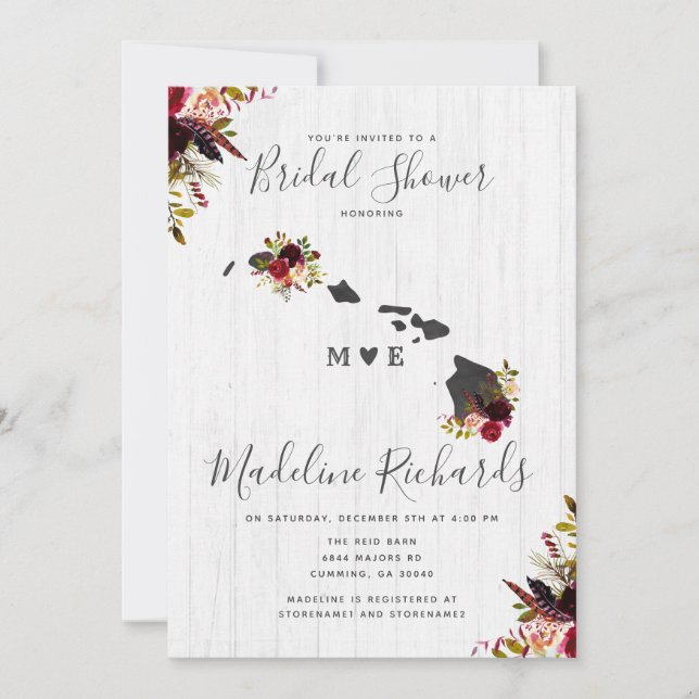 Hawaii State Destination Bridal Shower Invitation (Front)