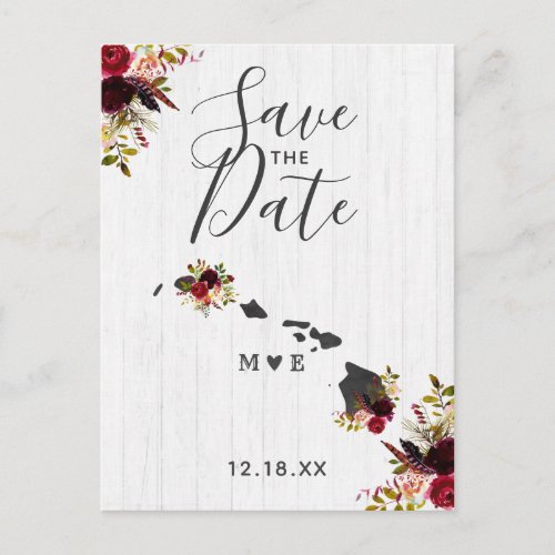 Hawaii State Destination Rustic Save the Date Announcement Postcard