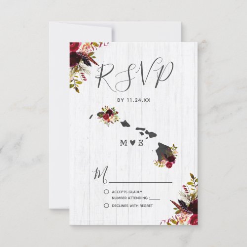 Hawaii State Destination Rustic Wedding RSVP