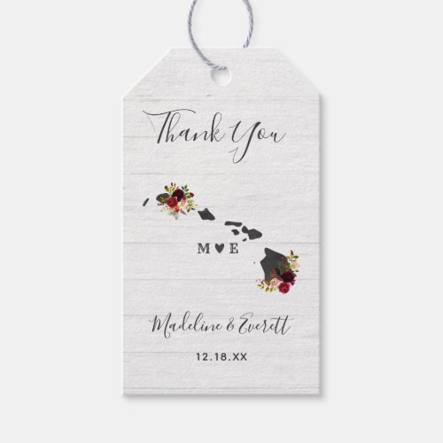 Hawaii State Destination Rustic Wedding Thank You Gift Tags