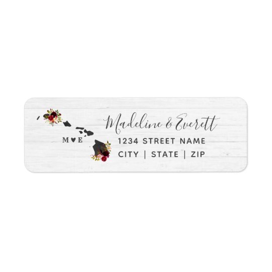 Hawaii State Destination Wedding Return Address Label