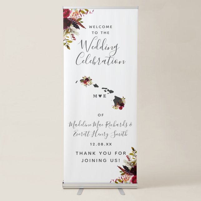 Hawaii State Destination Wedding Welcome Retractable Banner (Front)