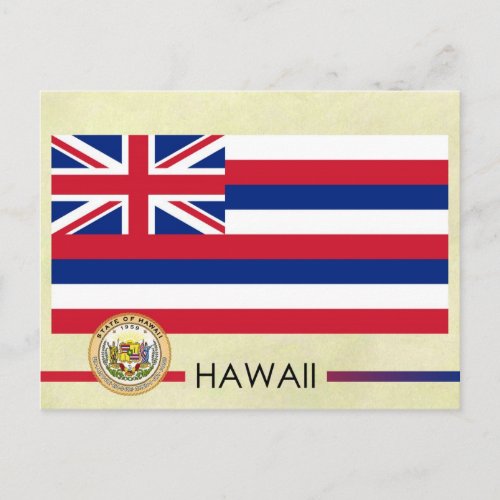 Hawaii State Flag and Seal Postcard