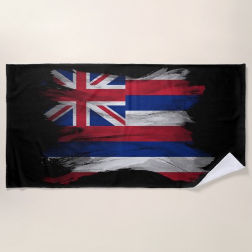 Hawaii state flag brush stroke Hawaii flag Beach Towel