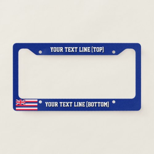 Hawaii State Flag Design on a Personalized License Plate Frame
