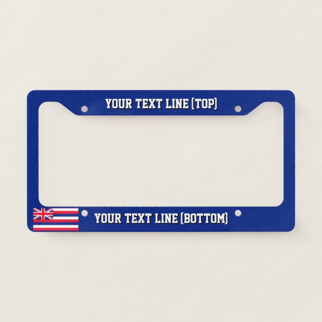 Hawaii State Flag Design on a Personalized License Plate Frame (Front)