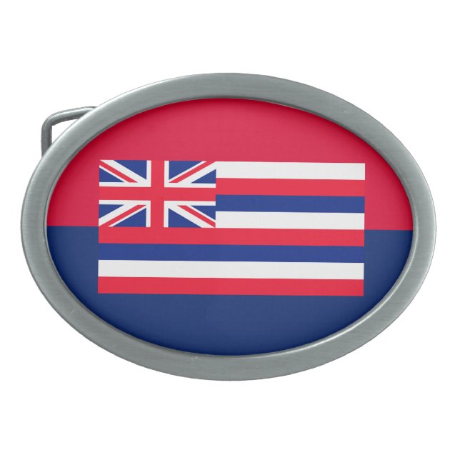 Hawaii State Flag Design Oval Belt Buckle (Front)