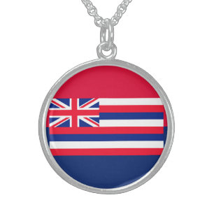 Hawaii State Flag Design Sterling Silver Necklace