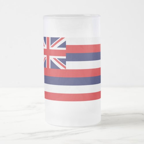 Hawaii State Flag Frosted Glass Beer Mug