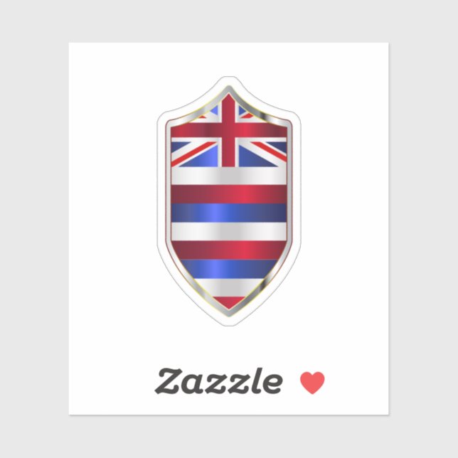 Hawaii State Flag On A Crusader Style Shield Sticker (Sheet)
