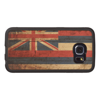 Hawaii State Flag on Old Wood Grain Wood Phone Case
