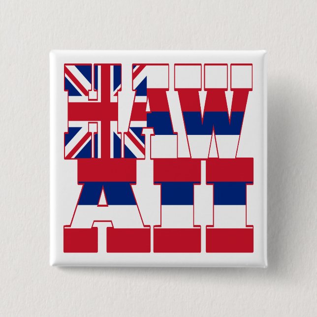 Hawaii state flag text pinback button (Front)