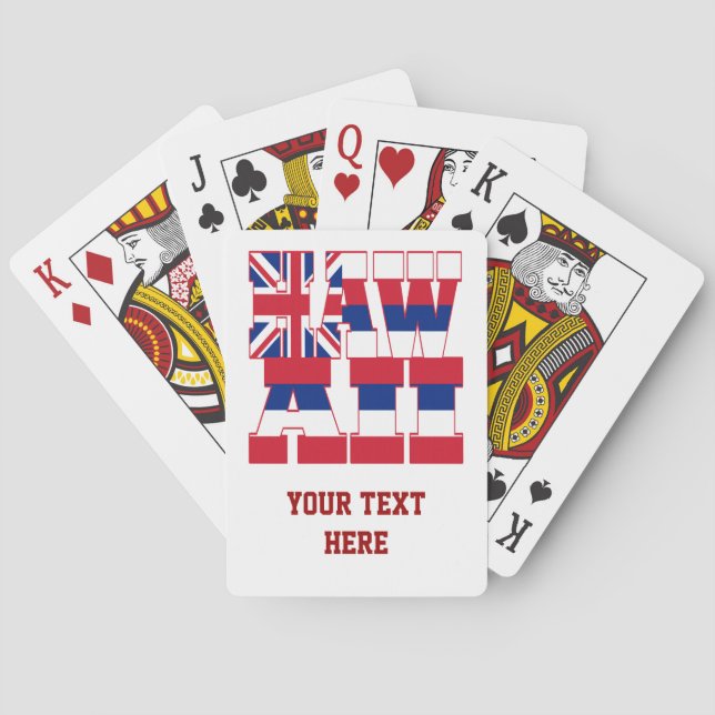 Hawaii state flag text poker cards (Back)