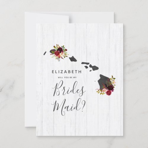 Hawaii State Floral Will You Be My Bridesmaid Invitation