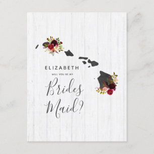 Hawaii State Floral Will You Be My Bridesmaid Invitation