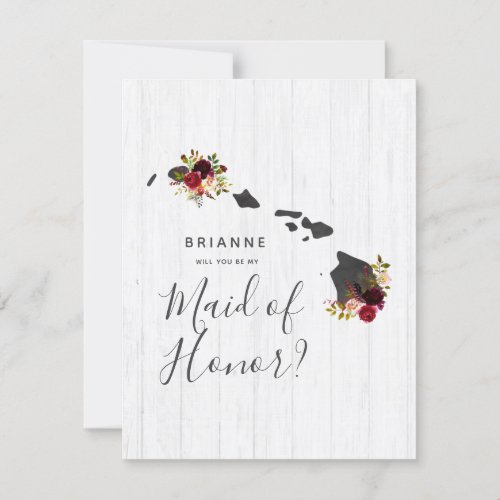 Hawaii State Floral Will You Be My Maid of Honor Invitation