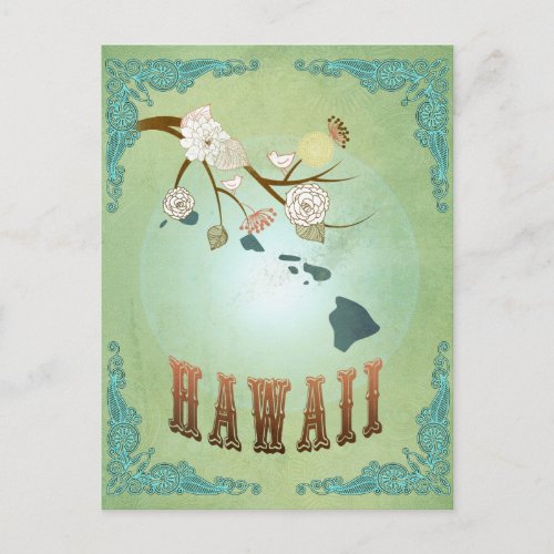 Hawaii State Map â Green Postcard