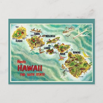 Hawaii State Map Postcard by normagolden at Zazzle