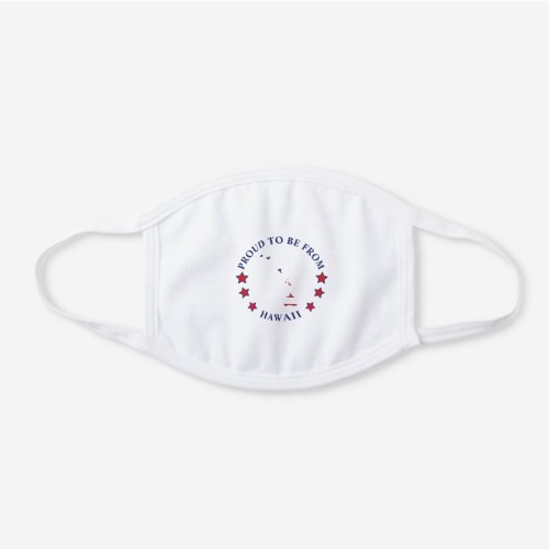 Hawaii State Map Red White Blue Flag Pattern White Cotton Face Mask