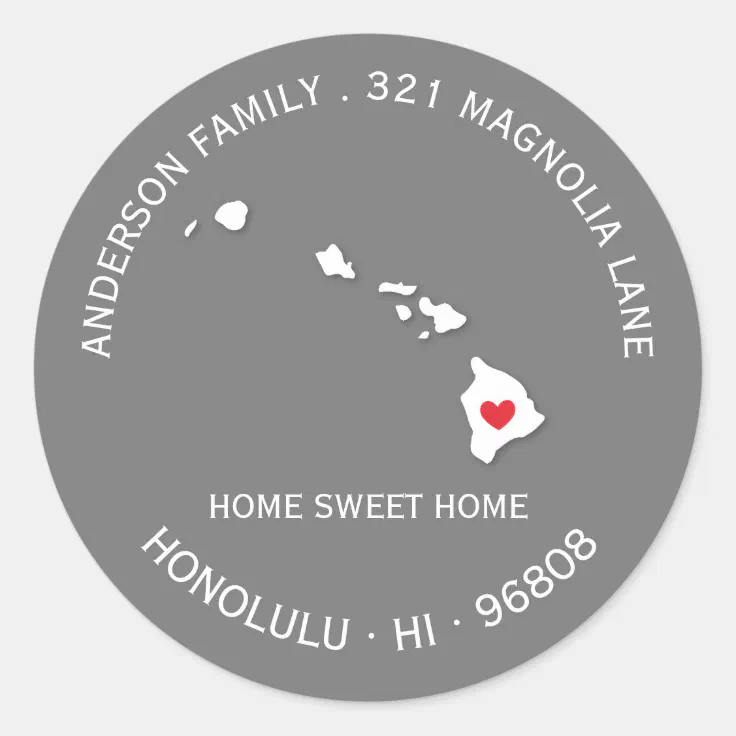 HAWAII State New Home Address Label Sticker Zazzle