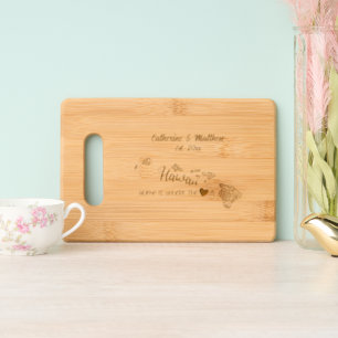 Hawaii state outline wedding bridal date USA Engraved Cutting Board
