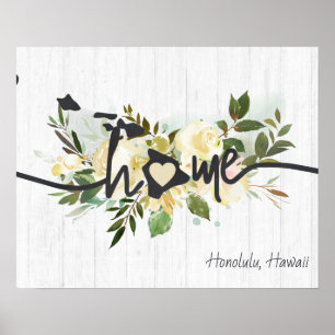 Hawaii State Personalized Your Home City Rustic Poster
