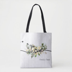 Hawaii State Personalized Your Home City Rustic Tote Bag