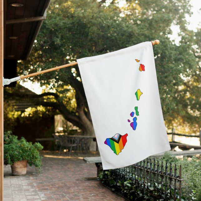 Hawaii State Pride LGBTQ Progress Pride House Flag (In SItu)
