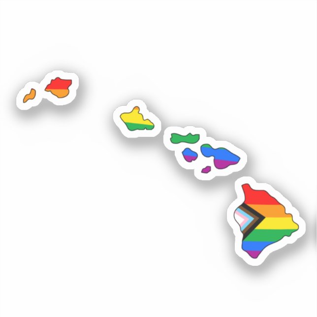 Hawaii State Pride LGBTQ Progress Pride Sticker (Front)