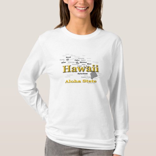 Hawaii State Pride Map Silhouette T_Shirt