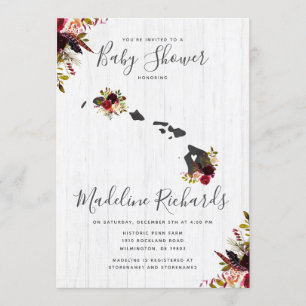 Hawaii State Rustic Baby Shower Invitation
