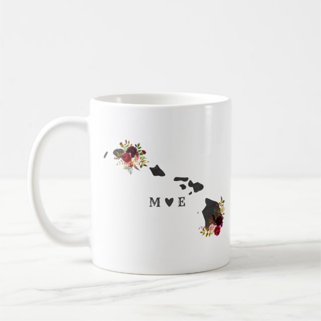 Hawaii State Rustic Country Wedding Monogram Coffee Mug (Left)