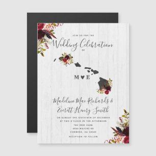 Hawaii State Rustic Magnetic Wedding Invitation