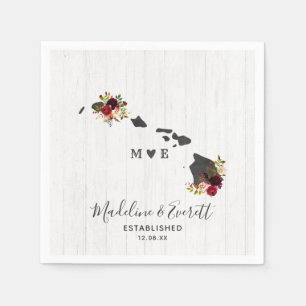 Hawaii State Rustic Wood Wedding Monogram Napkins