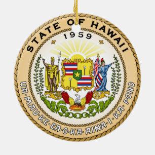 Hawaii state seal america republic symbol flag ceramic ornament
