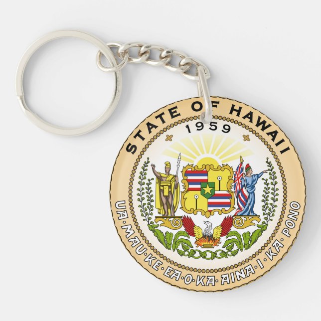 Hawaii state seal america republic symbol flag keychain (Front)