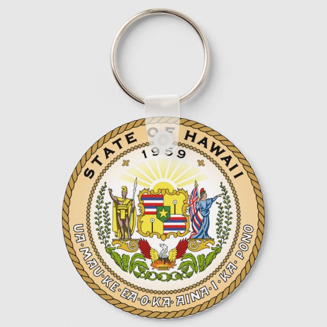 Hawaii state seal america republic symbol flag keychain (Front)
