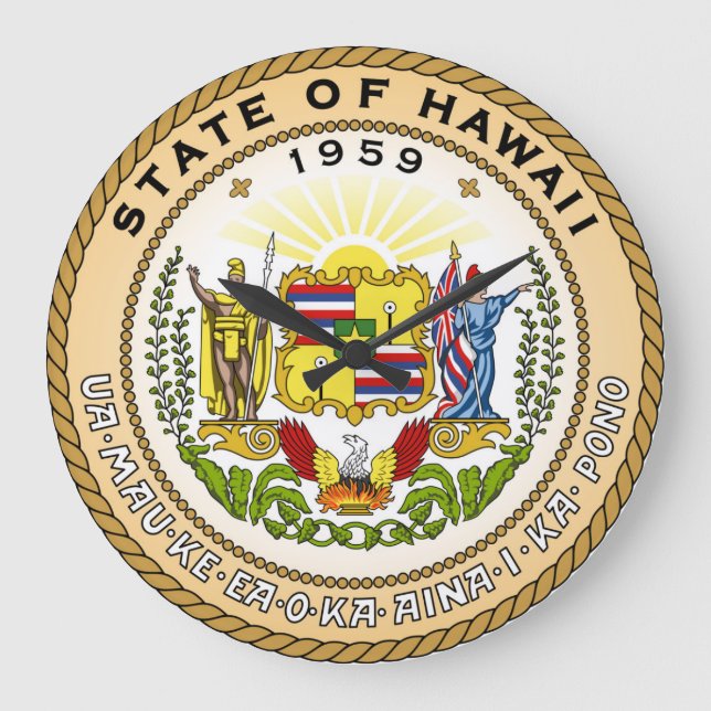 Hawaii state seal america republic symbol flag large clock (Front)