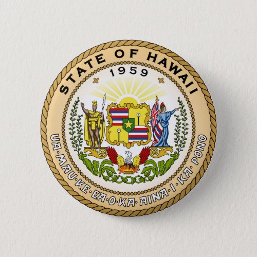 Hawaii state seal america republic symbol flag pinback button