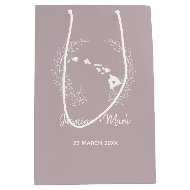 Hawaii State Silhouette Wedding Anniversary  Medium Gift Bag (Front)
