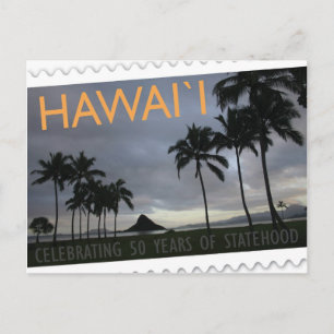 Hawaii statehood 50th anniversary postcard island