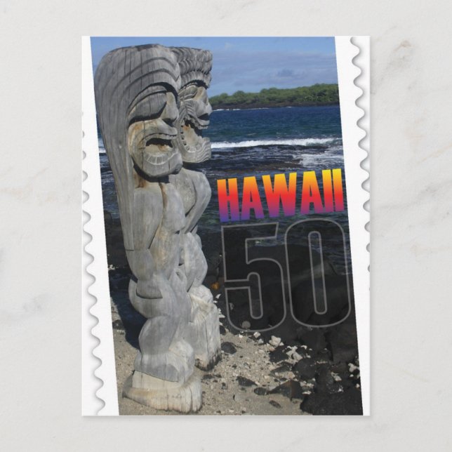 Hawaii statehood 50th anniversary postcard island (Front)