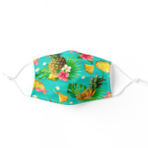 Hawaii Style Pineapple and Flowers Adult Cloth Face Mask