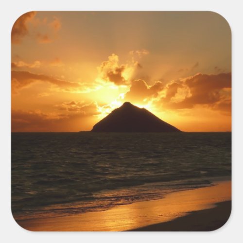 Hawaii sunrise at the beach sticker