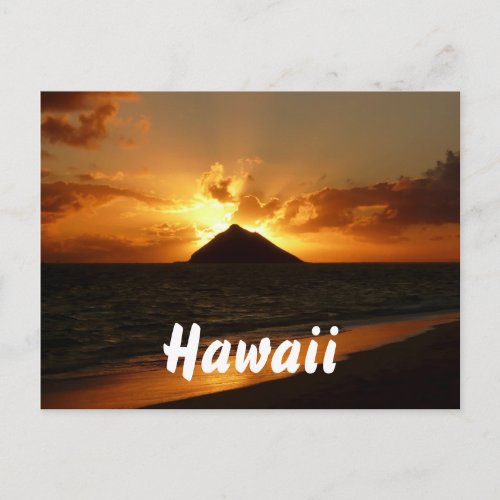 Hawaii sunrise text postcard