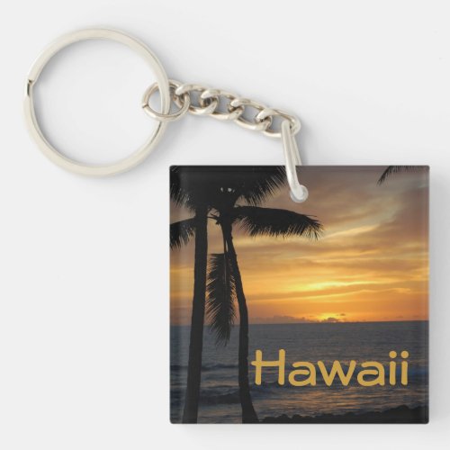 Hawaii  Sunset at the Beach Keychain